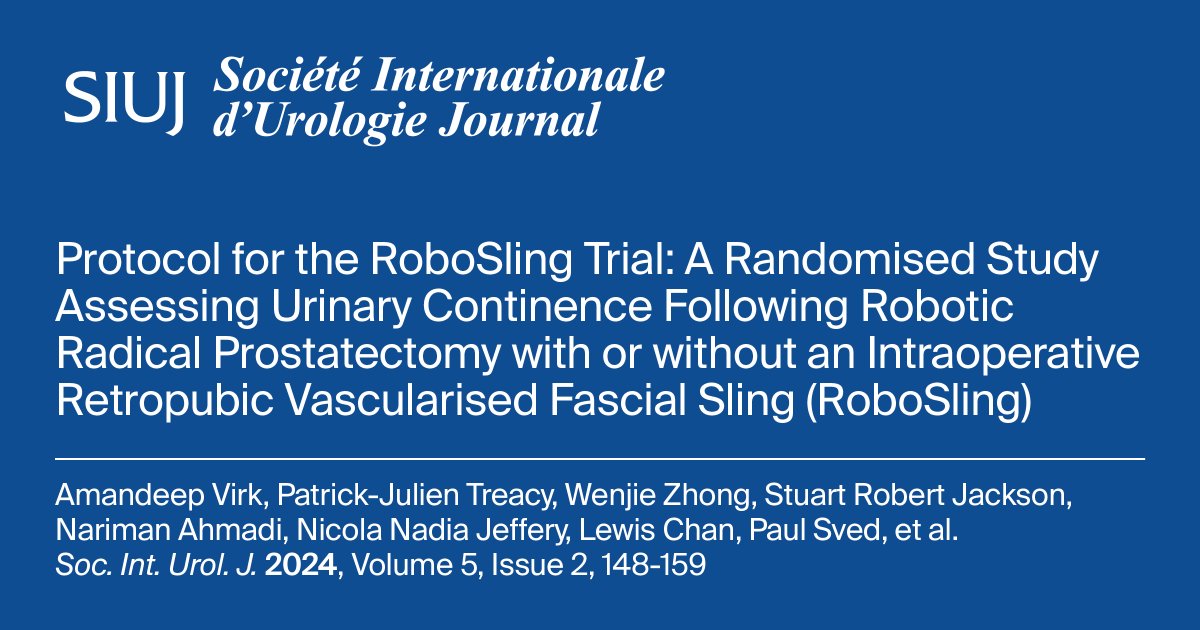 📢Read this original research in the #SIUJ assessing urinary continence following robotic radical prostatectomy with or without an intraoperative retropubic vascularised fascial sling (RoboSling) Read the research: mdpi.com/2754594 April Issue: mdpi.com/2563-6499/5/2…