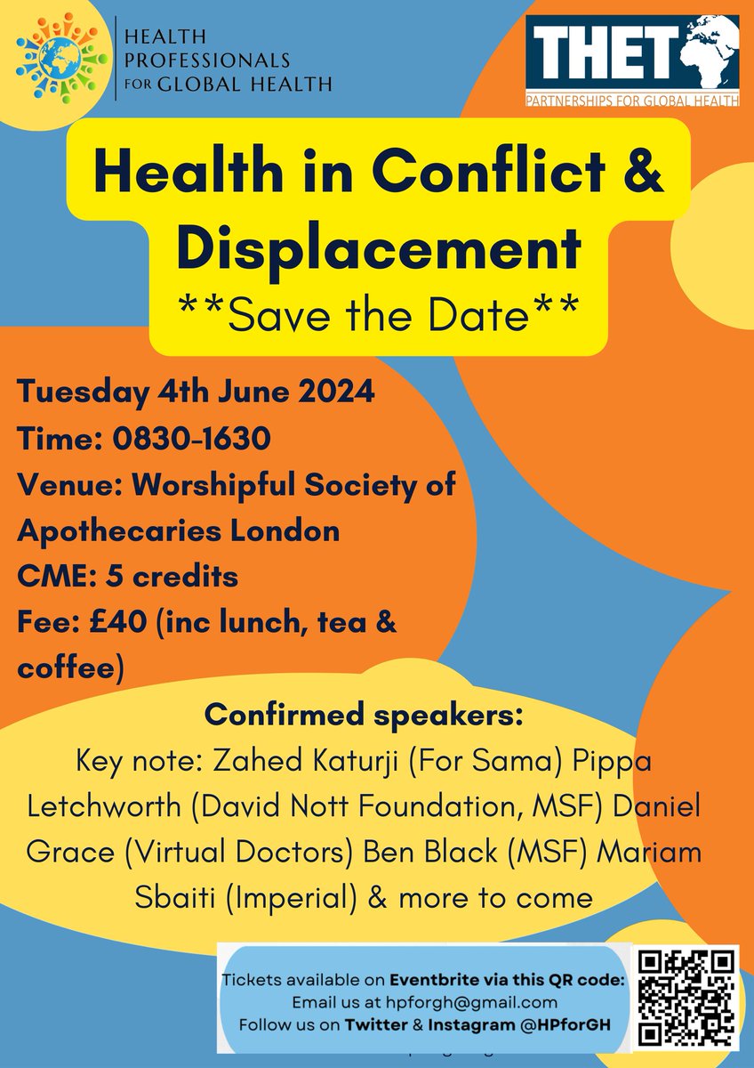 🩺 Are YOU a medical student?
🌍 Are you interested in GLOBAL HEALTH? 

Come to the @HPforGH conference! To get discount tickets email: hpforgh@gmail.com

Including a panel discussion focused on how students can get involved.

@TheStudentMedic @BMAstudents @tasme_uk @asmeofficial