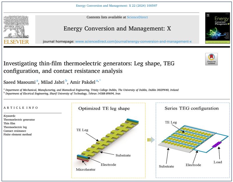 Our latest article discusses strategies to improve the efficiency of #thinfilm #thermoelectric generators made of #conductive #polymers. #TEG configuration, leg shape, and contact resistance playing key roles... doi.org/10.1016/j.ecmx… @tcddublin @tcdengineering @scienceirel