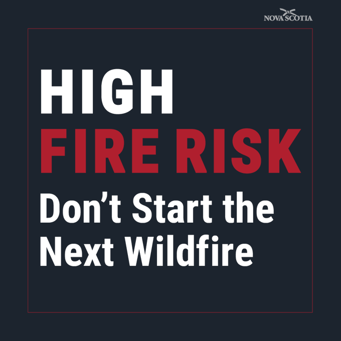 Black background with text which says "HIGH FIRE RISK - Don't start the next wildfire"