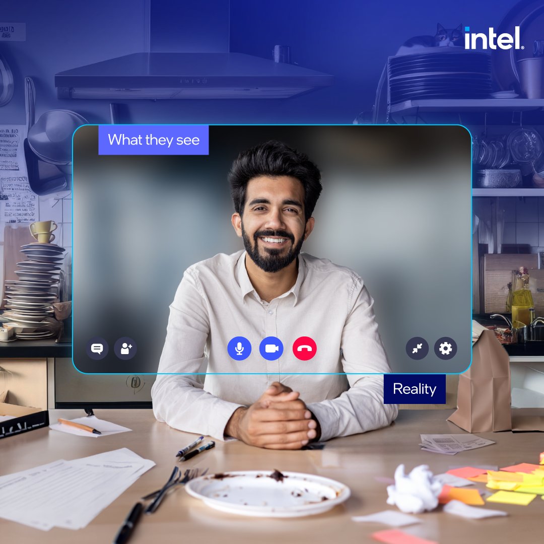 Blur the chaos, not your cool, with MSFT Teams Studio Effect's AI Background Blur – because being the center of attention is not always a bad thing 😉 #IntelCoreUltra