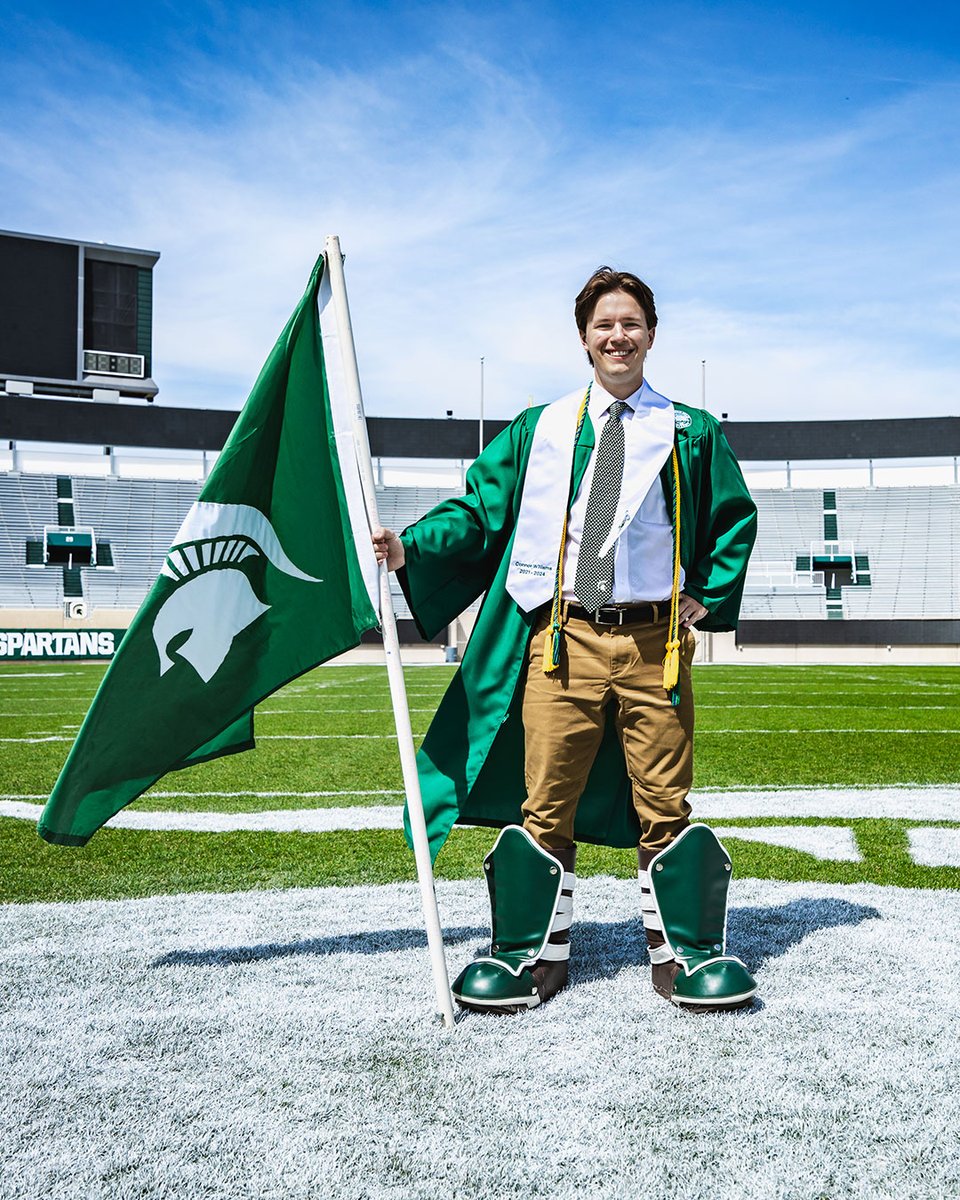 Being Sparty 'has made me a lot more outgoing than I was. Doing the run out in the stadium where 75,000 people are watching you requires confidence. I will definitely miss interacting with Spartans!' go.msu.edu/4qC5