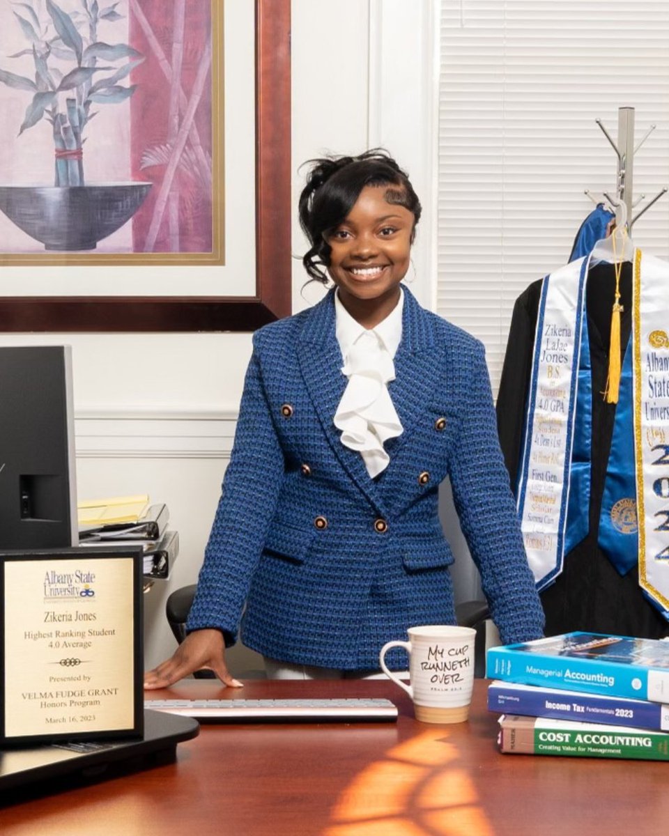 Commencement Spotlight: Zikeria Jones will graduate on May 4th from #AlbanyState with a Bachelor of Science in Accounting. She has accepted a fellowship with PricewaterhouseCoopers, and will pursue a master's degree from Northwestern University. Read more: bit.ly/3JCdwWZ
