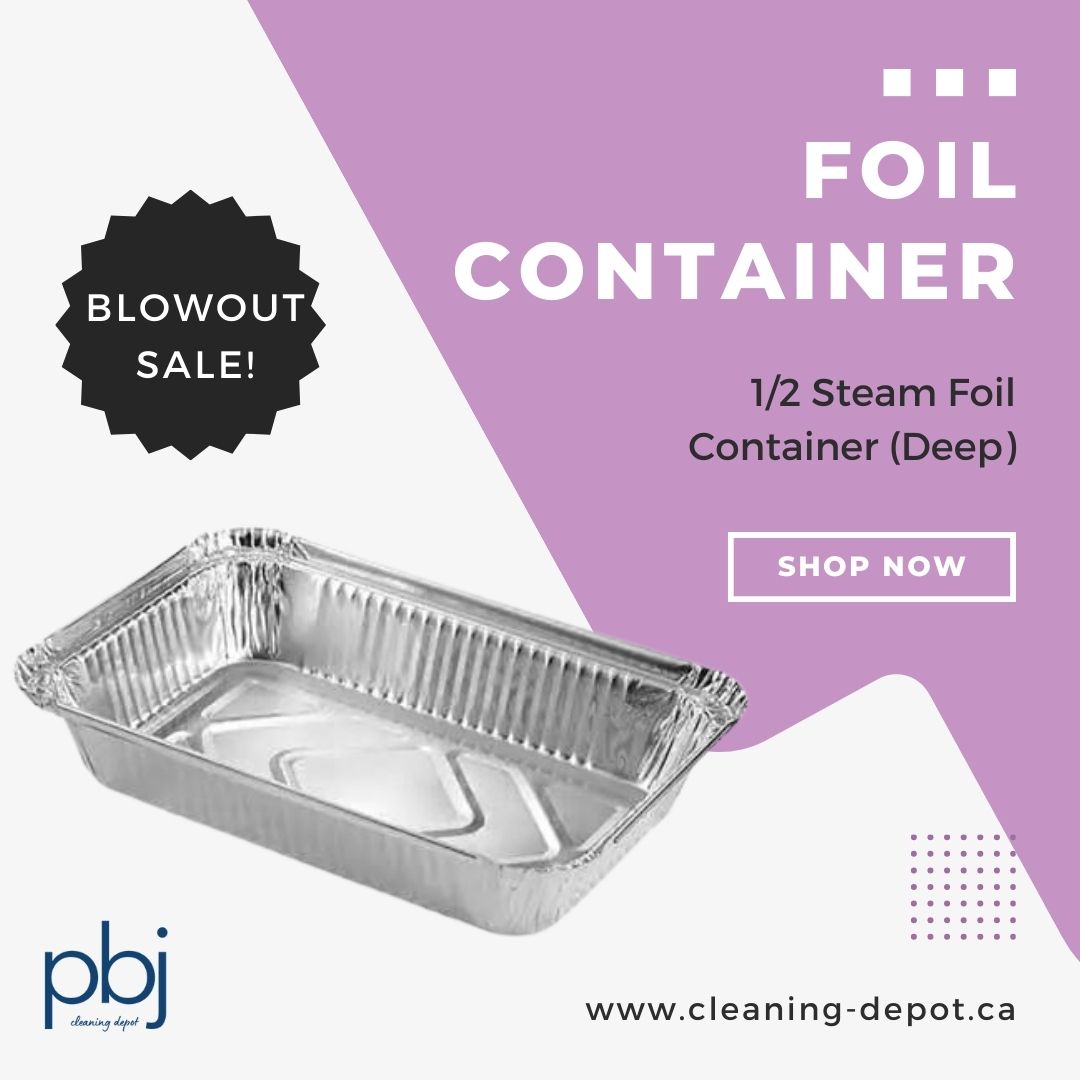 Elevate your meal prep game with our durable and versatile steam foil containers! These containers are a kitchen must-have. **ON SALE NOW**

LISTOWEL-519-291-6513
customersupport@cleaning-depot.ca

Walkerton-519-881-2007
info@cleaning-depot.ca

Owen Sound & Hanover
1-800-939-3559