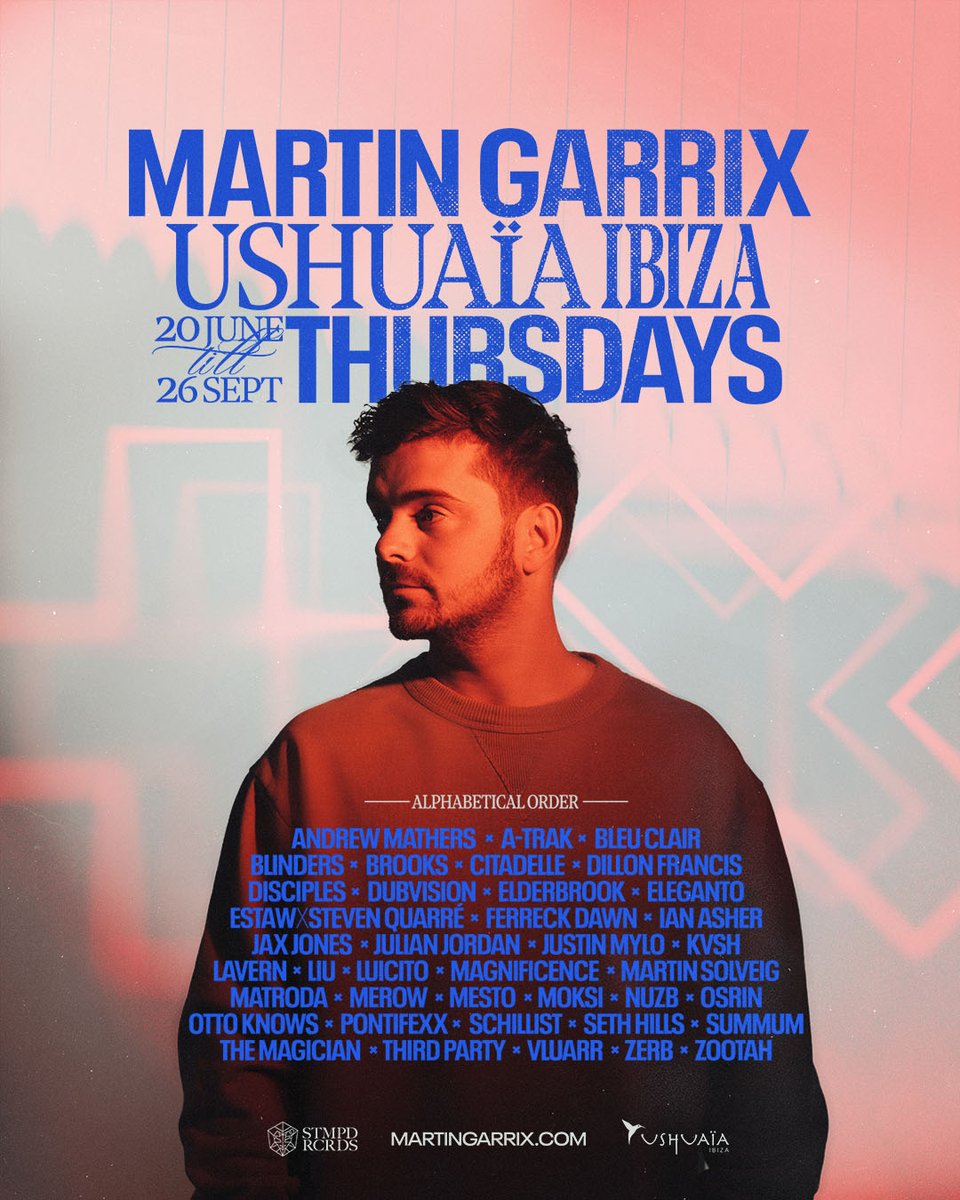 . @MartinGarrix is taking over @ushuaiaibiza every thursday this summer and he’s bringing a bunch of friends 🌴 Tickets in bio!