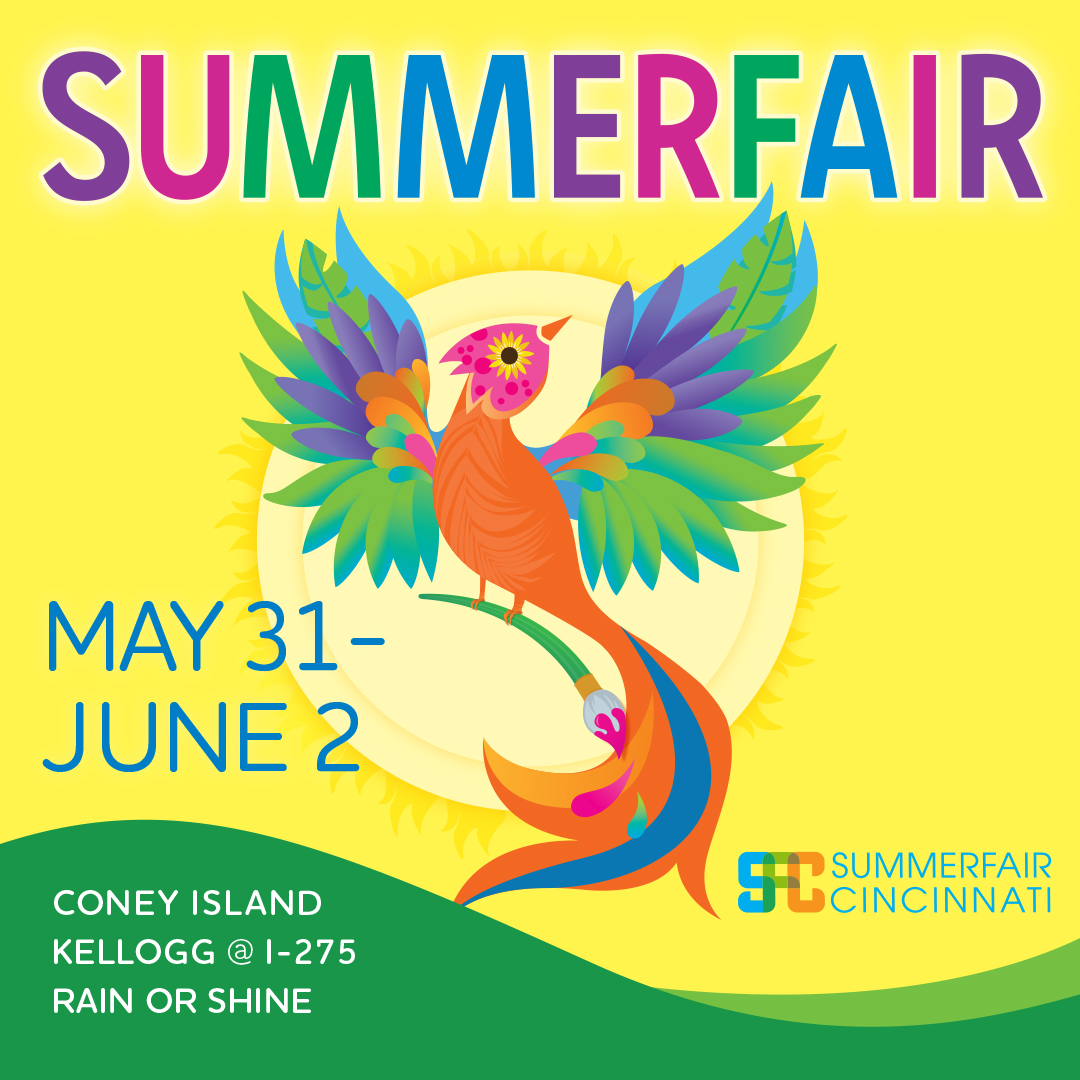 Don't miss @SummerfairCincy, May 31 to June 2 at Coney Island! Experience more than 300 fine artists from across the country exhibiting & selling works ranging from ceramics & sculptures to painting and photography. Plus food, music & more! Get tickets at summerfair.org.