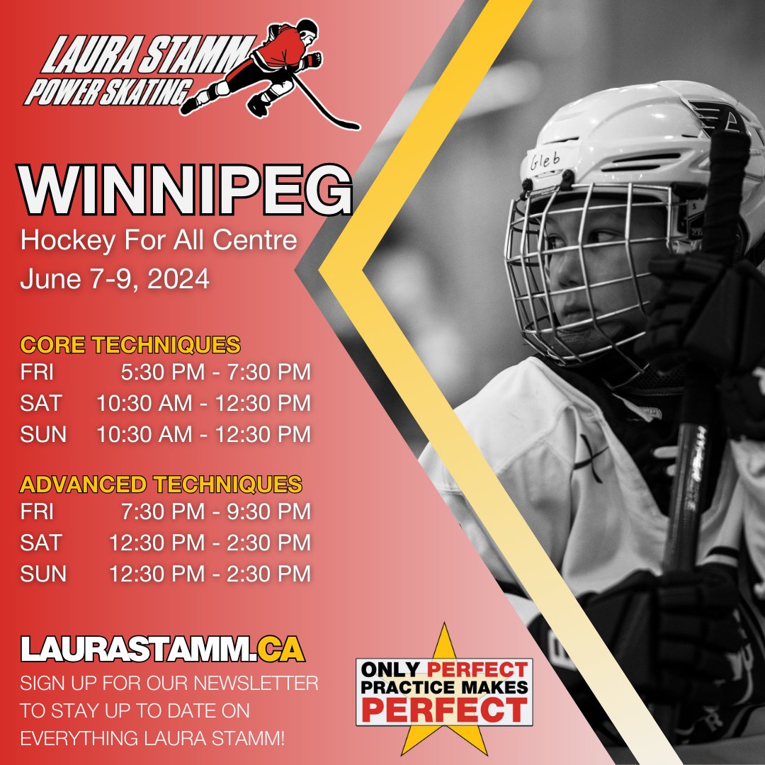 Transform your game with our dynamic power skating clinic by joining us at the @hockeyforallctr on June 7-9 🏒

Register here bit.ly/4a5fcTo

#LauraStrammPowerSkating #SkatingClinic #SkatingTechnique #SkatingDevelopment #PowerSkating #HockeySkating