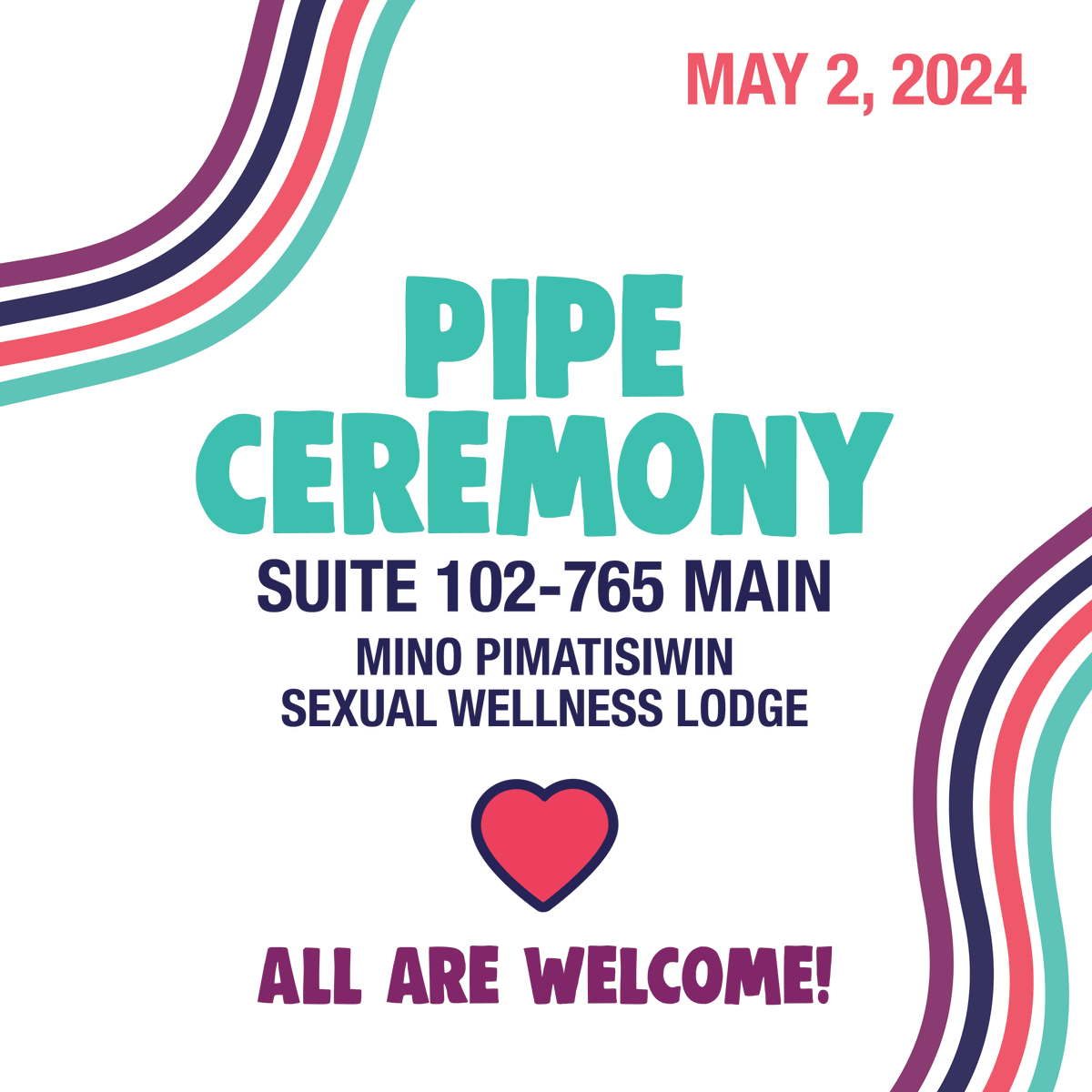 All are welcome to attend our Pipe Ceremony today! 9:30 a.m. Pipe Ceremony 11 a.m. Potluck Feast 12 to 3 p.m. STBBI Testing & Treatment, Deadly Aunties and Kokums! #GoAskAuntie #SexualWellness #StopTheStigma #SexualHealthServices #IndigenousSexualHealth #IndigenousClinic