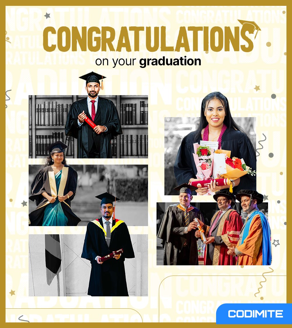 From textbooks to triumphs!🎓

Your hard work and dedication have brought you to this exciting milestone. Cheers to new beginnings!

#successstories #Congratulations #codimite #graduation #AcademicSuccess