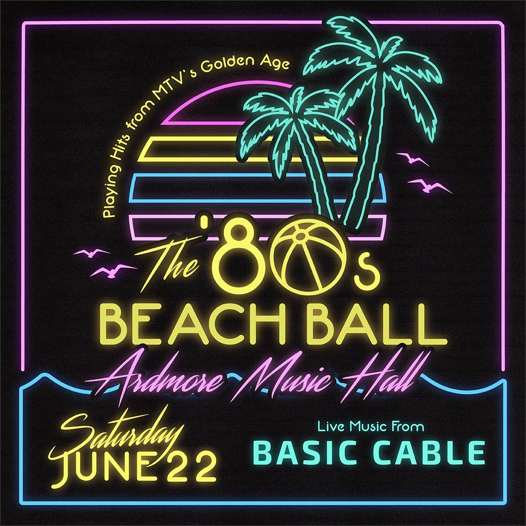 Bounce with us at The '80s Beach Ball and dive into your favorite '80s pop, new wave and anthemic hits with live music from Basic Cable ⛱️📼 🎟️ bit.ly/BasicCable_AMH…