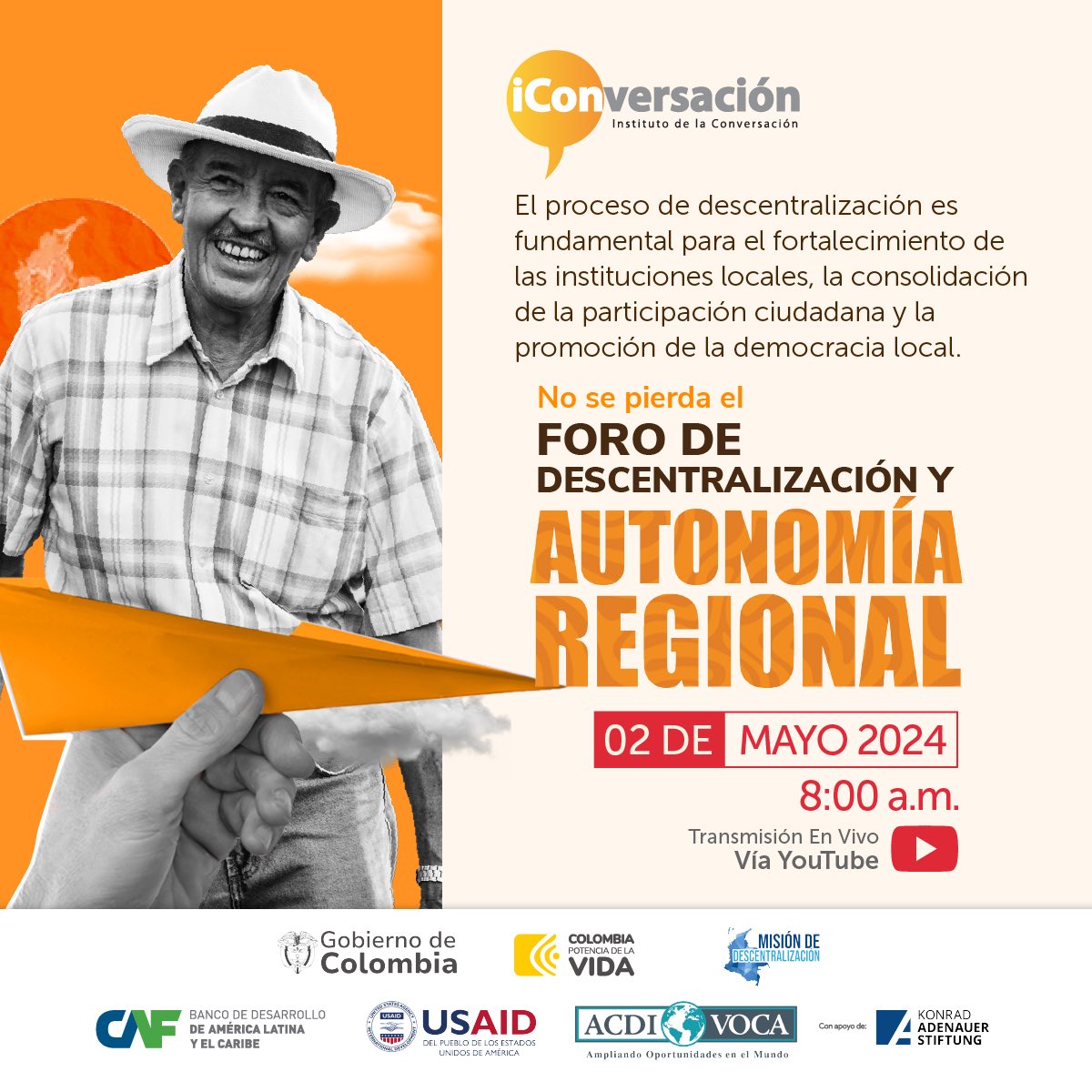 Ya estamos #EnVivo en el Foro de #Descentralización y #Autonomía Regional para conversar sobre los principales hallazgos de la #Misión de #Descentralización en Colombia. ¡Únete a la transmisión aquí! 👇 youtube.com/live/gHGh5r_W0…