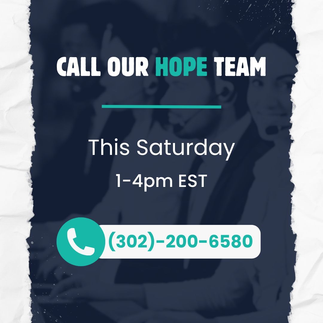 Save that number!! Because this Saturday you have the chance to call and speak directly to our Hope team. It's true! Share your testimonies and prayer requests with us and we'll have a prayer partner pray with you LIVE over your situation. Call in THIS SATURDAY at (302)-200-6580