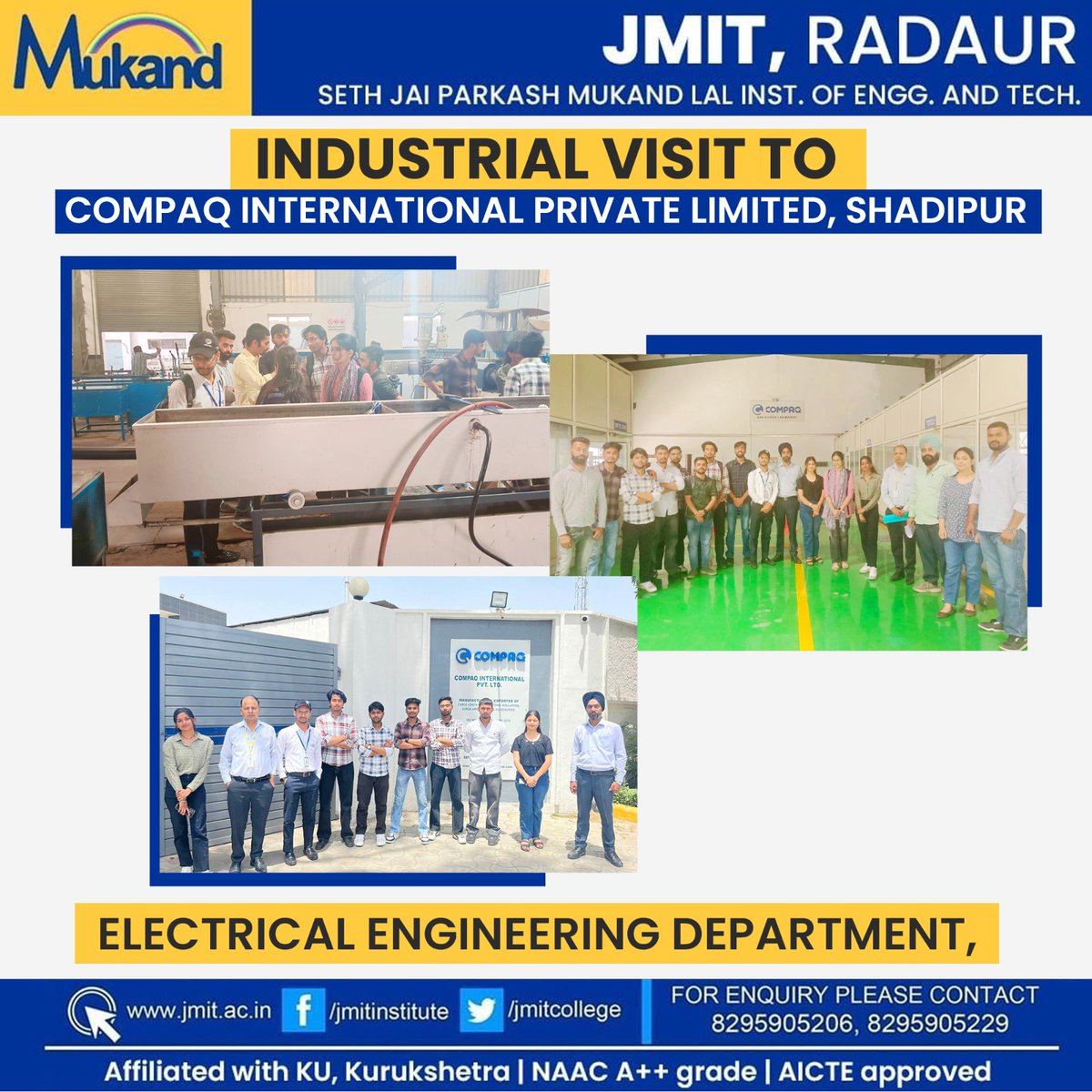 JMIT's electrical engineering students exploring industry insights at Compaq International Pvt. Ltd., Shadipur! 

 #IndustrialVisit #jmit #jmitradaur