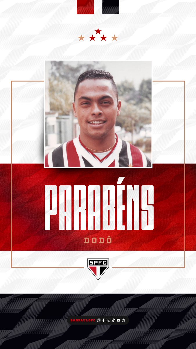 🎉 Hoje é aniversário do artilheiro dos gols bonitos! Dodô completa 5️⃣0️⃣ anos!

O atacante defendeu o Tricolor em 169 jogos, marcou 93 gols e participou da conquista do Paulistão de 1998.

🥳 Felicidades, Dodô!