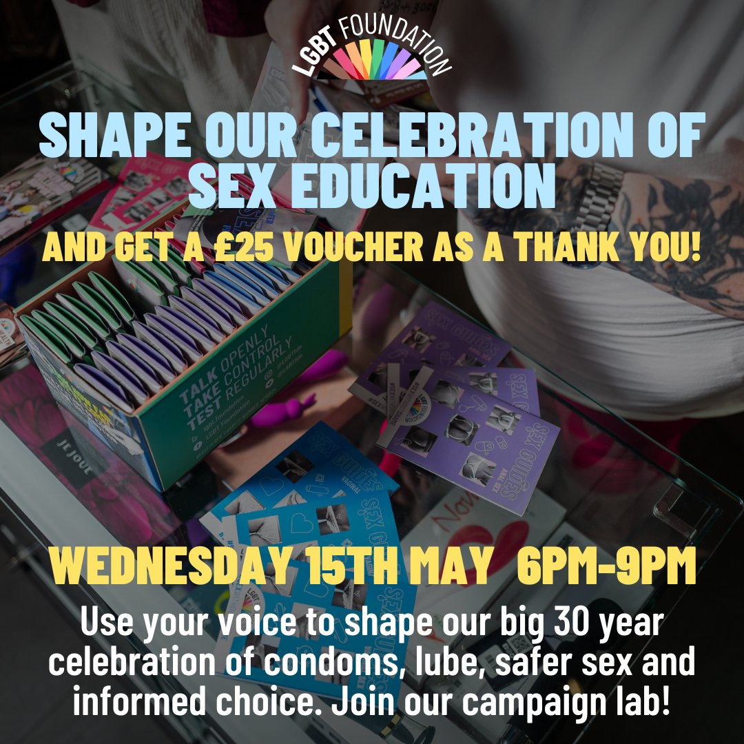 🎉 Our iconic Condom and Lube Distribution Scheme is hitting the big 3-0! Join us in Manchester and craft the BEST celebration of safer sex and LGBTQ+ Sex Ed! As a thanks, we're giving £25 vouchers to all invited participants. Fill out the form: forms.office.com/e/yWk9H1W8uD