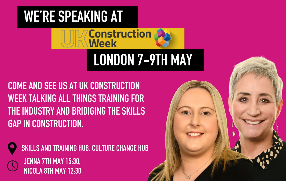 <a href="/NicolaHodkinson/">Nicola Hodkinson</a> (Owner and Director) and @JennaEaton (Training Manager) will be speaking at UK Construction Week at the Excel, London. They hope so see you there as they discuss the importance of training for the continued success of the industry. 

#trainingforsuccess