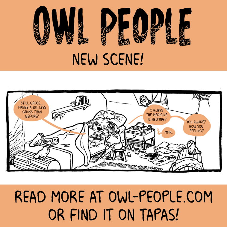 New Owl People scene! Read it on the website: owl-people.com/comics/311/#co… or on tapas: tapas.io/episode/3167573