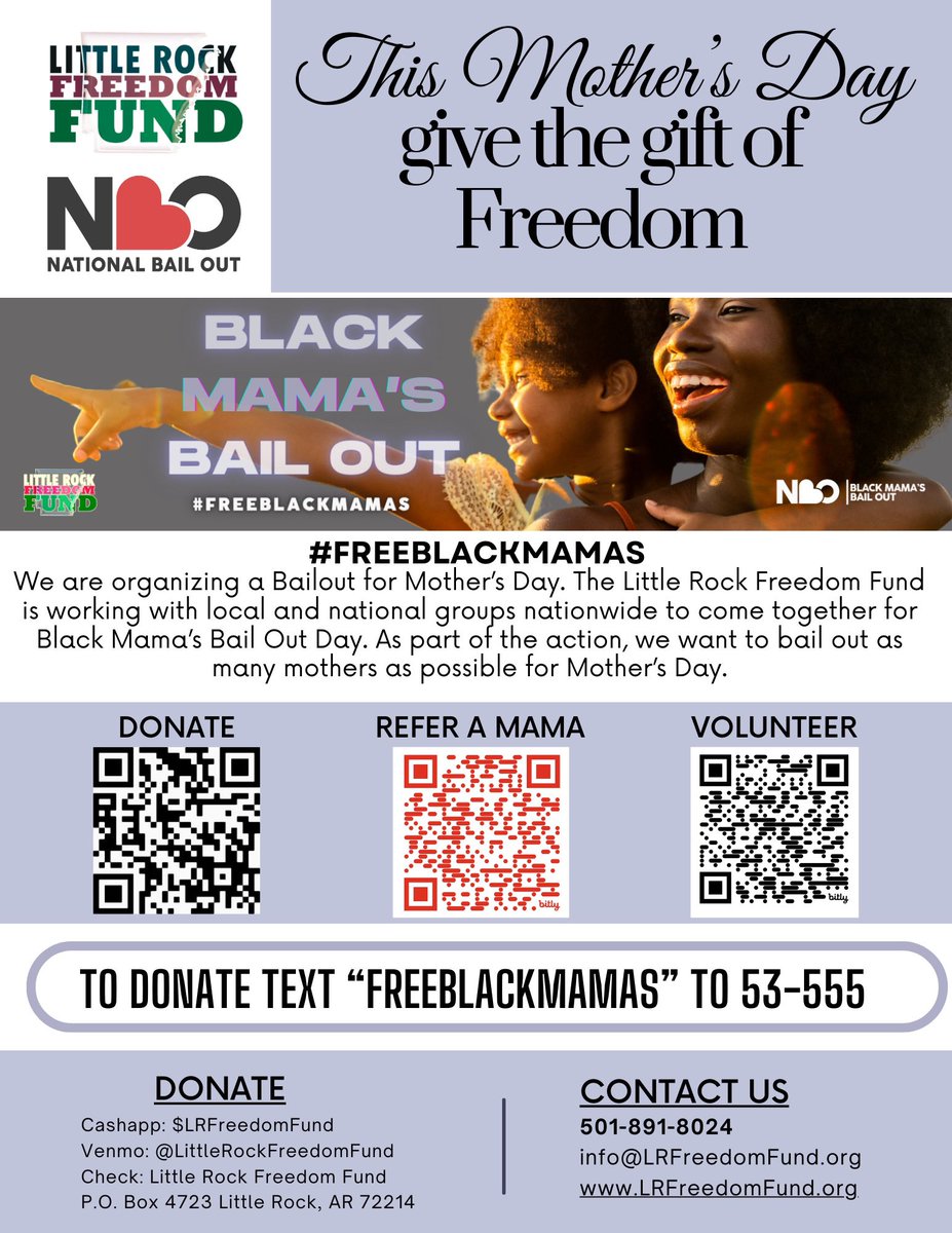 Do you stay in Arkansas? Have you told at least one person about this year’s Black Mama Bail Out happening here?
The simplest for of support only requires a few clicks 
#FreeBlackMamas #FreeHer #WeTakeCareofUs