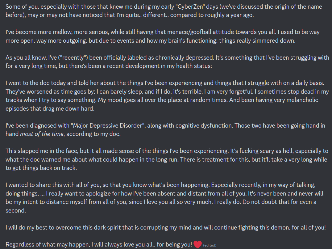 #vtuber #ENVtuber #VtuberEN #VtuberUprising #VtuberDebut #Realtalk #Tabithash #Depression #Awareness 

Wanted to share this with you. It's been quite the development and I feel like it's only fair to share this, in order to clarify things here and there.