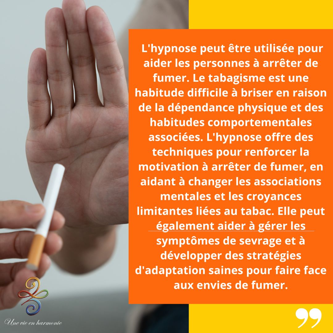 L'hypnose offre des techniques pour renforcer la motivation à arrêter de fumer, en aidant à changer les associations mentales et les croyances limitantes liées au tabac. #ArrêtDuTabac #Bienêtre #HypnoseThérapeutique #Santé