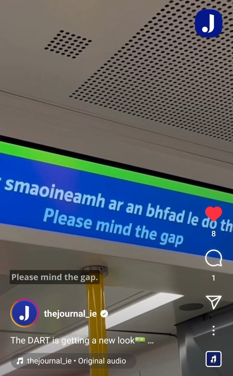 "Bí ag smaoineamh ar an bhfad" an Ghaeilge nua atá ag <a href="/IrishRail/">Iarnród Éireann</a> ar "seachain an bhearna". (Feicthe ar fhíseán de chuid <a href="/thejournal_ie/">TheJournal.ie</a>).