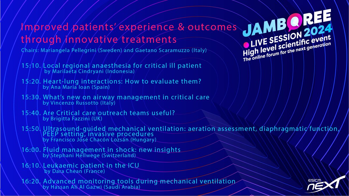 📹 5 days until the NEXT Jamboree! Join this FREE event & engage in the conversation about the future of Intensive Care Medicine. 📆15:10 - 16:30 CEST 👉Improved patients' experience & outcomes through innovative treatments in the ICU Spread the word!👉 loom.ly/WcGUETo