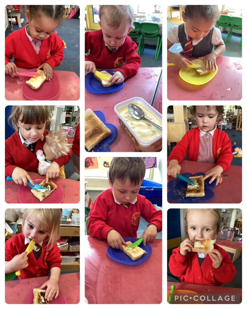 #SantesElen Practicing our fine motor skills! Nothing like hot buttered toast on a rainy day 😍#finemotor #wellbeing