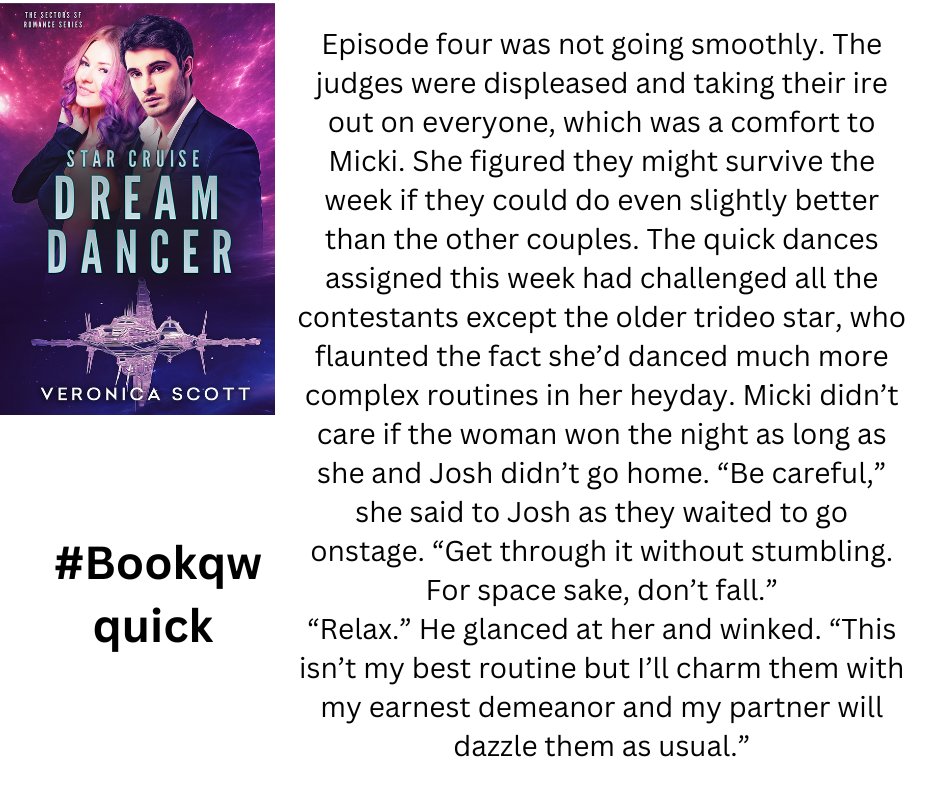 #Bookqw 'quick' from STAR CRUISE DREAM DANCER...a billionaire, a dancer and a dance contest on an interstellar cruise liner...amazon.com/Cruise-Dream-D…