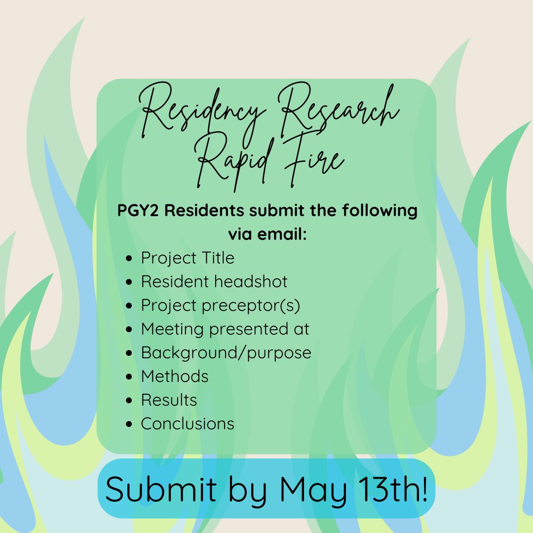 Calling all PGY2 residents! 📣 The ACCP Transplant PRN is looking to highlight resident longitudinal research projects. Please submit your research project by May 13th so we can feature you! See ACCP Listserv email for more details.