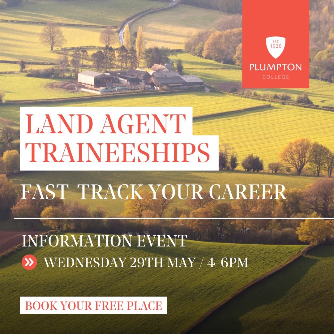 Do you want to get into the land agent sector? Then our fantastic BSc (Hons) Rural Land & Business Management is your first step! Come to our FREE event to learn more about this course! Follow the link for info and to get your FREE tickets TODAY: eu1.hubs.ly/H08ThF-0