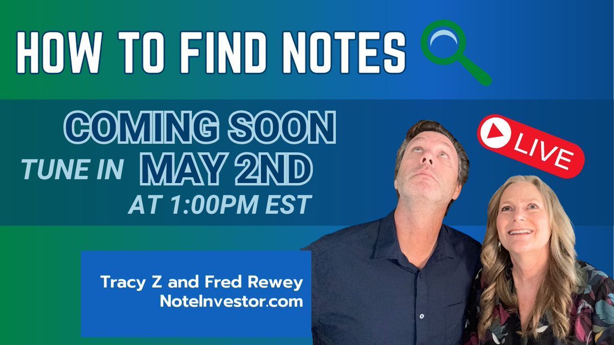 We’ve talked about what is seller financing, the benefit of note investing, and how you can make money. But what about actually finding notes? 

Join us LIVE at 1:00pm EST. Sign-up now (for free) at noteinvestor.com/learn2024/. 

#RENotes #NoteBuyers #NoteInvesting #NoteInvestor
