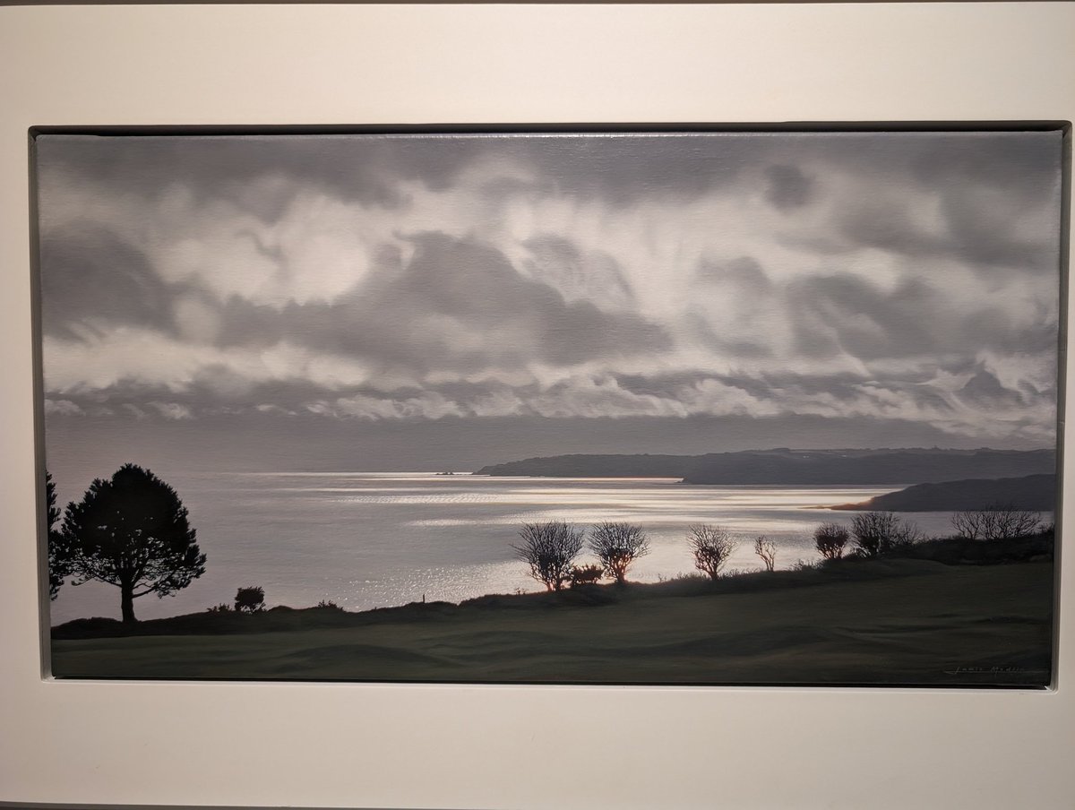 Jamie Medlin @falmouthartgallery - Sunset at Godrevy, A Near Disaster (tanker beached off gylly beach in 2018), Helford and Sunspots over Falmouth Bay.