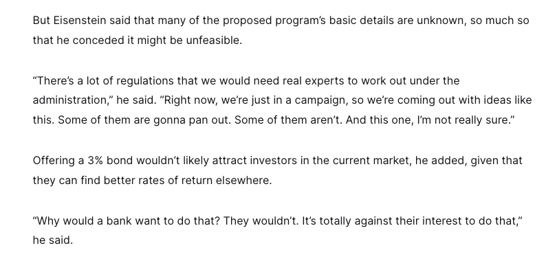 .@Alex_Roarty reached out to RFK Jr.'s campaign for a wide-ranging conversation about plans for his presidency, but even the campaign's advisors aren't so sure. Re: a proposal to offer 3 percent mortgages, a Kennedy advisor said, 'Why would a bank want to do that? They…