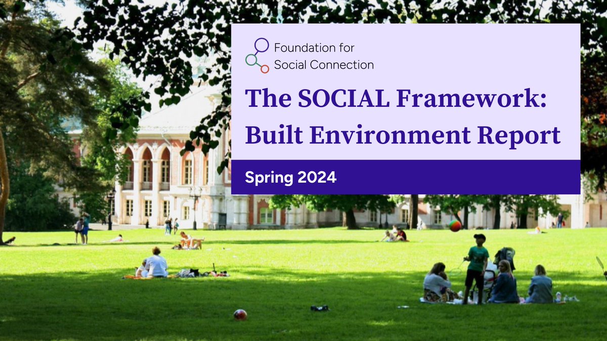 Foundation for Social Connection (F4SC) (@fdn4sociconnect) on Twitter photo We just released our Built Environment Report for public comment! Read the report & register for our webinar to learn about promising evidence-based practices you can implement to foster connection through the built environment here: social-connection.org/what-we-do/res… We just released our Built Environment Report for public comment! Read the report & register for our webinar to learn about promising evidence-based practices you can implement to foster connection through the built environment here: social-connection.org/what-we-do/res…