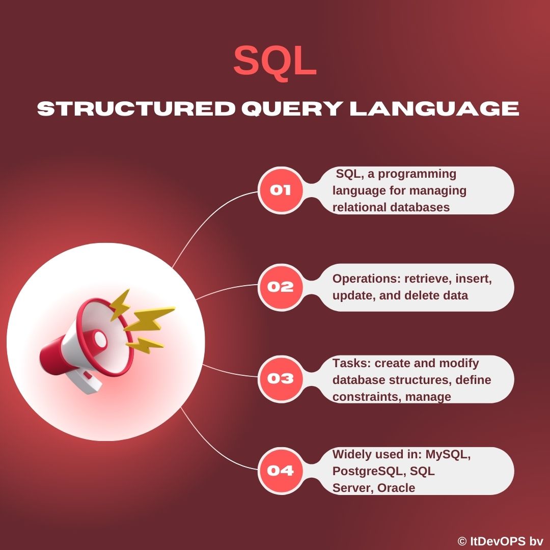 SQL (Structured Query Language), a powerful programming language used for managing and manipulating relational databases. It enables users to retrieve, add, update, and delete data, as well as perform complex operations. #SQL #DatabaseManagement #DataAnalysis #SoftwareDevelopment