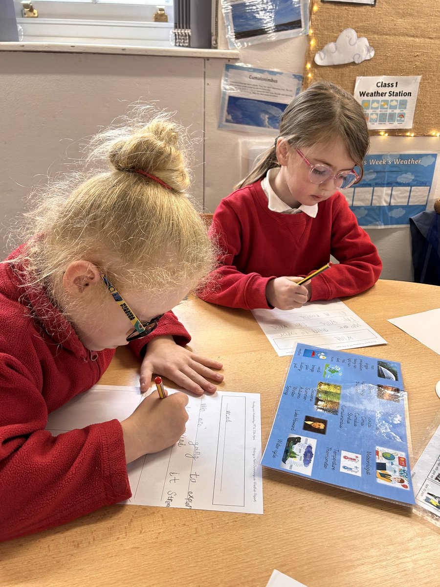 Our meteorologist's in Class 1 have been busy discovering more about our weather. They have continued to write their reports, started to make make their windmills and they have been checking on the rain gauge and continue to record the weather daily.