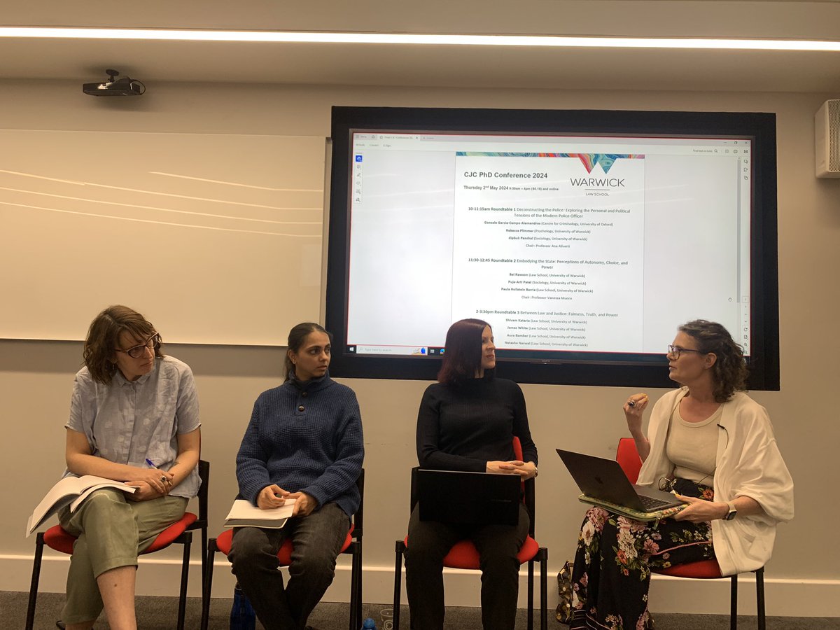 Roundtable 2 for #CJCPhD2024 Embodying the State: Perceptions of Autonomy, Choice, and Power A wonderful panel with @HollsteinPaula, @BA_Rawson, Puja-Arti Patel and Vanessa Munro
