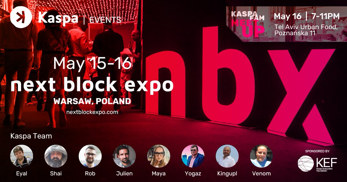 Kaspa is on the move in #Europe! Come meet this #Kaspa crew at the <a href="/nextblockexpo/">Next Block Expo</a> in #Warsaw #Poland! 
🎙️3 Speaking opportunities
❤️Expo Booth (Kaspa Merch!)
🥳KASFAM Meetup
Read more: kaspa.org/kaspa-represen…
Tickets: nextblockexpo.com/tickets/ 
20% off Promo code: kaspa20