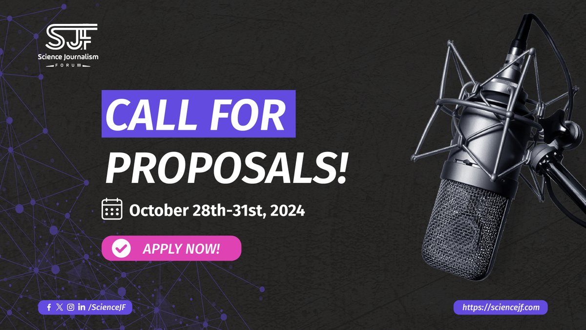 🌟Exciting News! SJF24 is back, and we're thrilled to announce our Call For Proposals! Are you passionate about Science Journalism? Do you have a story that deserves to be shared with the world? Here's your chance to shine! ✨ We invite you to join us this October 28th-31st at…