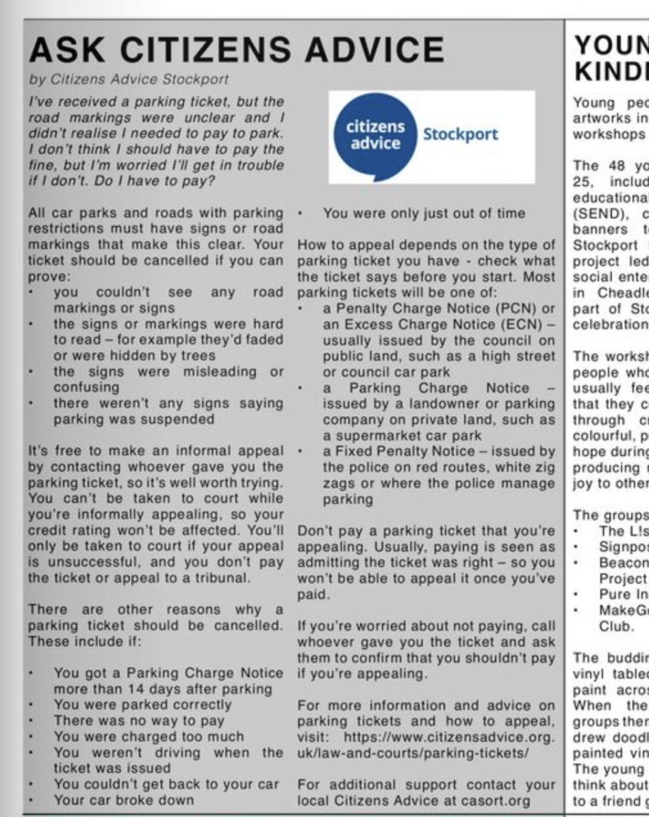 👀 Great to spot our advice column in Stockport Post today, all about parking tickets, your rights, and when they can be cancelled 🚗 Thank you to @PostNewsGM for the coverage! subscribe to receive Stockport Post by email at bit.ly/3wiichs #Stockport