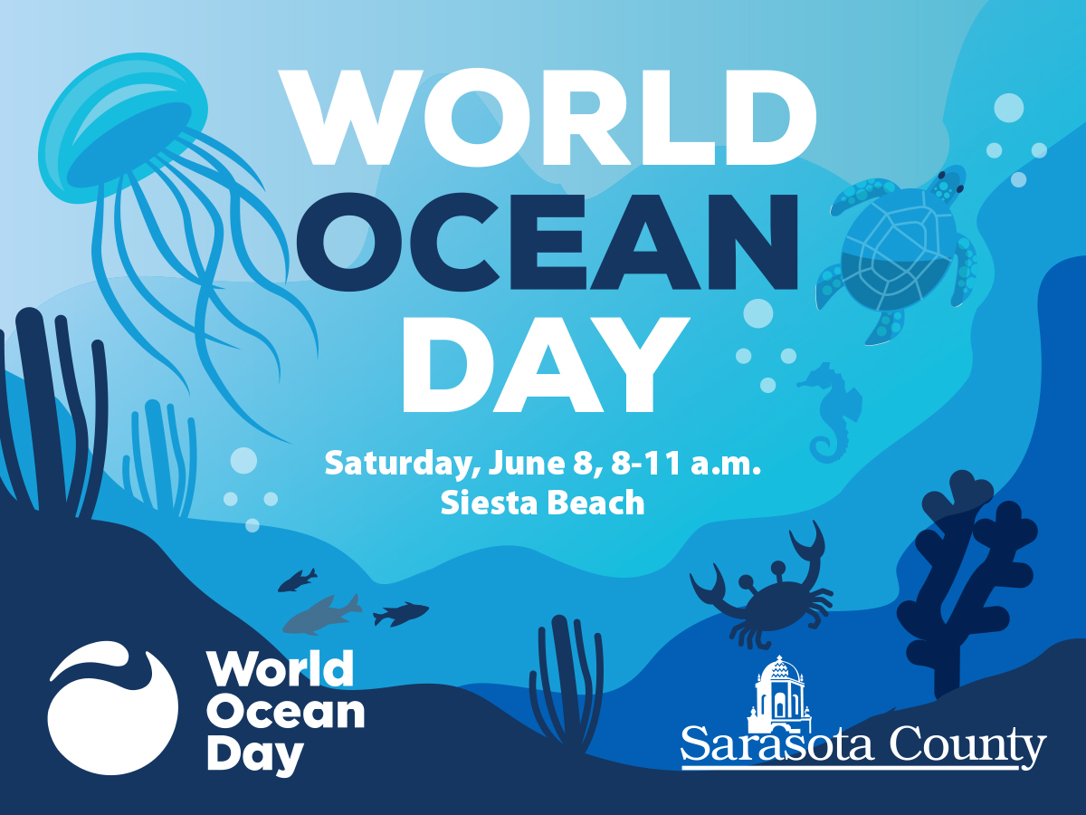This World Ocean Day, make a splash at Siesta Beach! Saturday, June 8 8-11 a.m. Siesta Beach (Sea Turtle pavilion), 948 Beach Road, Sarasota Join us for a beach clean-up at 8 a.m. and educational talk at 9:30 a.m. No registration required to make a splash with #SRQCountyParks!