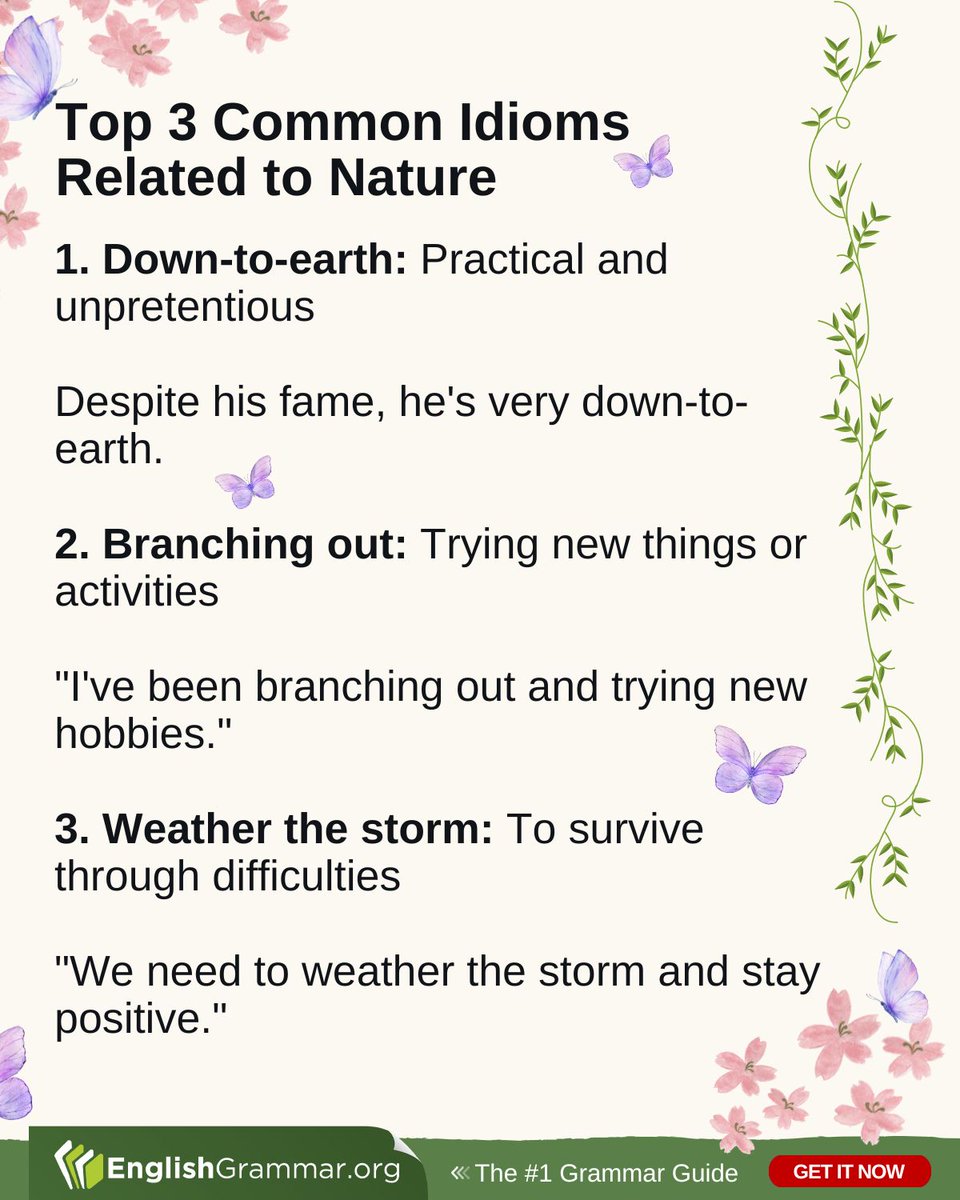 Top 3 Common Idioms Related to Nature #vocabulary #writing #amwriting