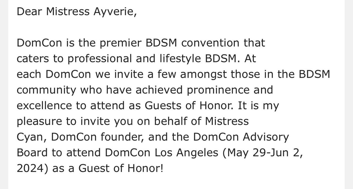 I’m coming to LA! I’ve been invited to DomCon as a Guest of Honor 🔥