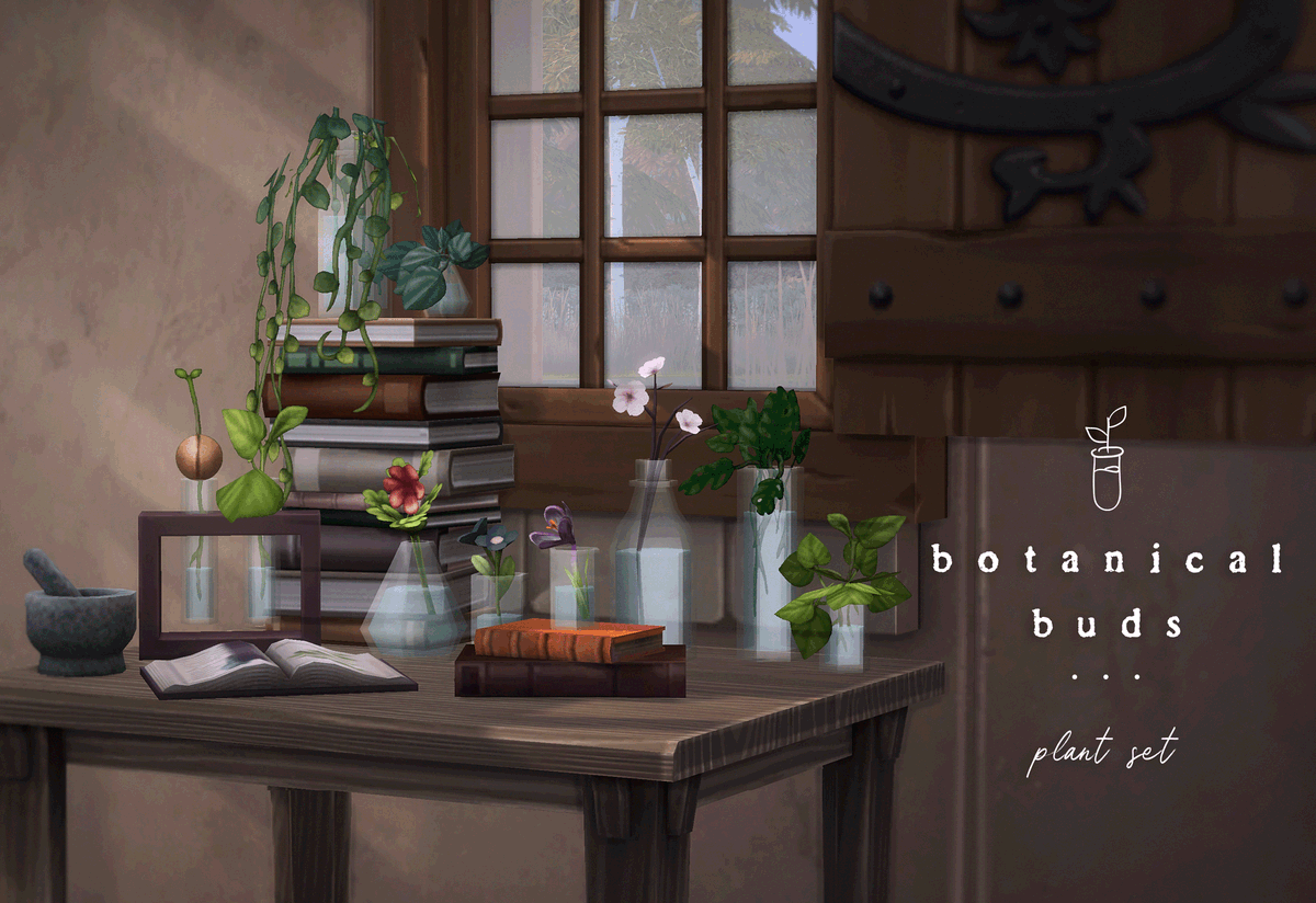 New plant set! Here's a set of propagation vases for your botanist sim! I have also added flower variants as a separate object 🪻🌱🌿

Get it here: tumblr.com/magnolianfarew…
#TS4 #Sims4 #TS4CC