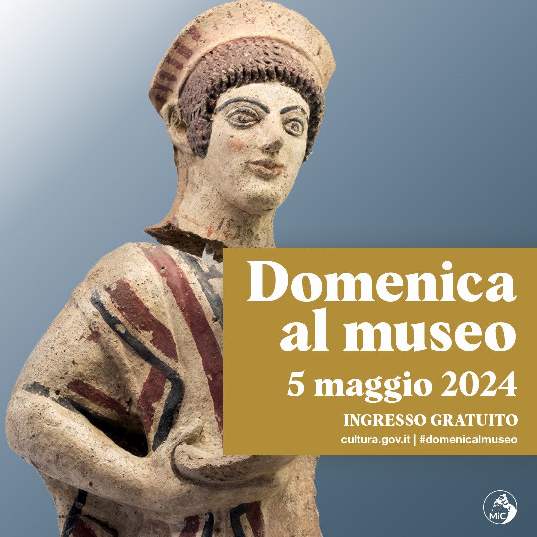 Il 5 maggio torna la #domenicalmuseo, l’iniziativa del @MiC_Italia che consente l’ingresso gratuito, ogni prima domenica del mese, nei @museitaliani e nei parchi archeologici statali. Museo ETRU vi aspetta dalle 9.00 alle 20.00, ultimo ingresso ore 19.00, chiusura sale ore 19.30