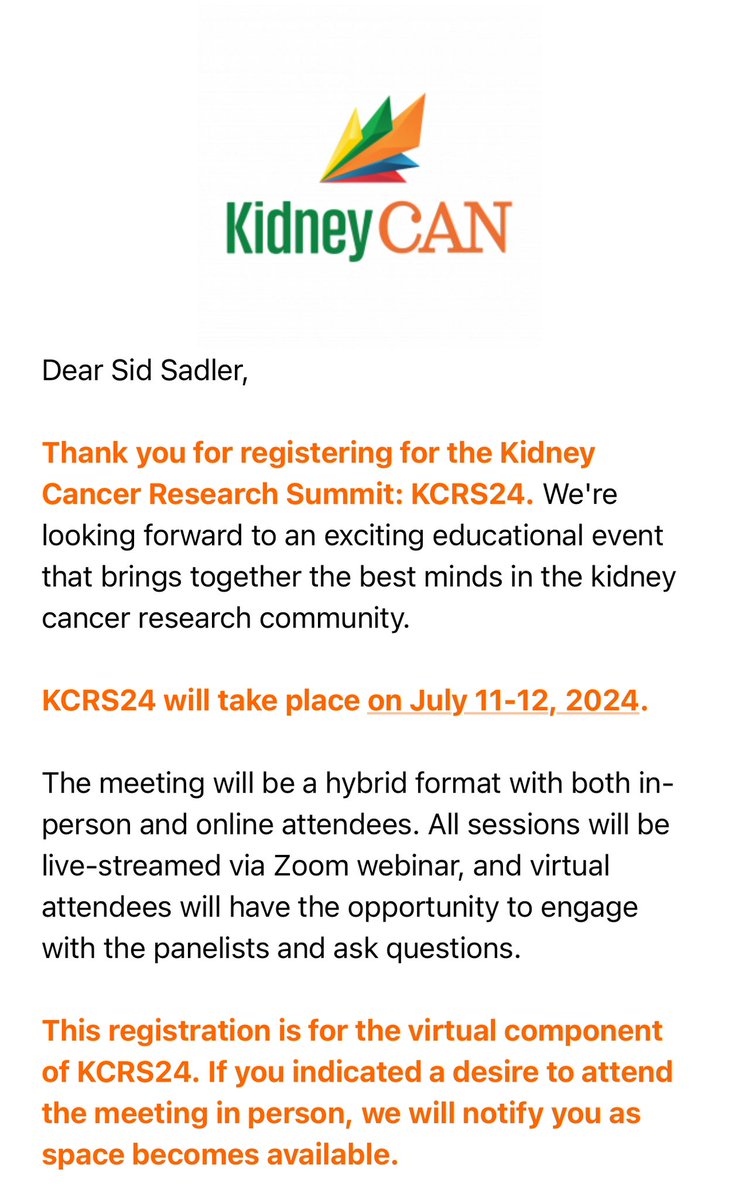 Can’t wait to attend this event from @kidneycan as a new patient in the kidney cancer arena. Boston would be nice to travel to, but Nashville will have to do 🤣