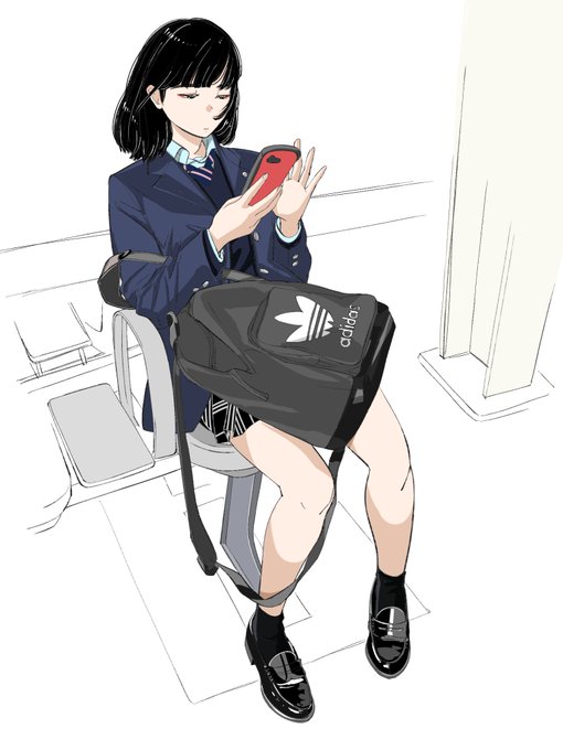 「携帯電話を持った 座る」のTwitter画像/イラスト(新着)