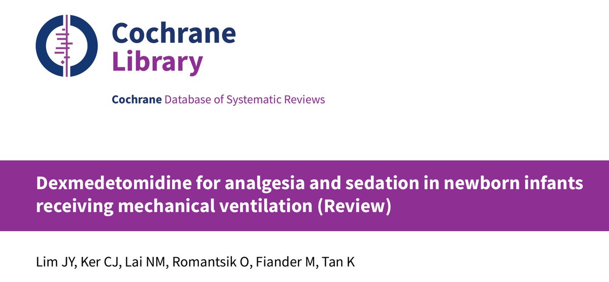 Despite the increasing use of dexmedetomidine, there is insufficient evidence supporting its routine use for analgesia and sedation in newborn infants on mechanical ventilation. Furthermore, there are no data available on its long‐term effects. Link ⤵️
cochranelibrary.com/cdsr/doi/10.10…