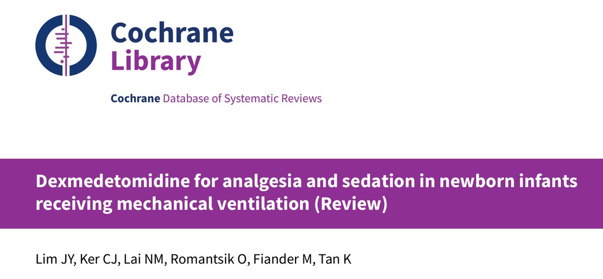 Despite the increasing use of dexmedetomidine, there is insufficient evidence supporting its routine use for analgesia and sedation in newborn infants on mechanical ventilation. Furthermore, there are no data available on its long‐term effects. Link ⤵️ cochranelibrary.com/cdsr/doi/10.10…