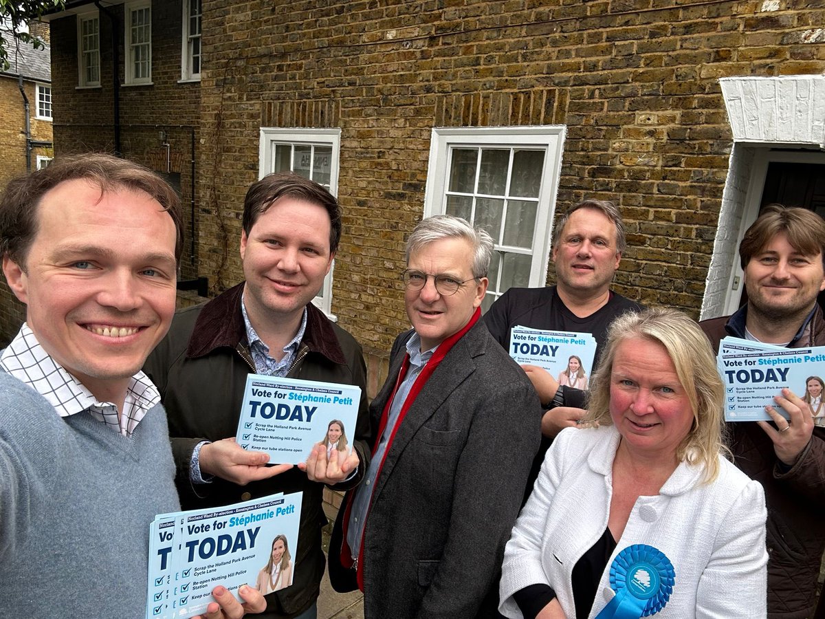 Election day! Always a great mood and atmosphere on polling day. Good feedback so far here in Norland Ward and across @RBKC Remember to bring ID. Polling stations close at 10pm #conservative #election #LondonElections2024